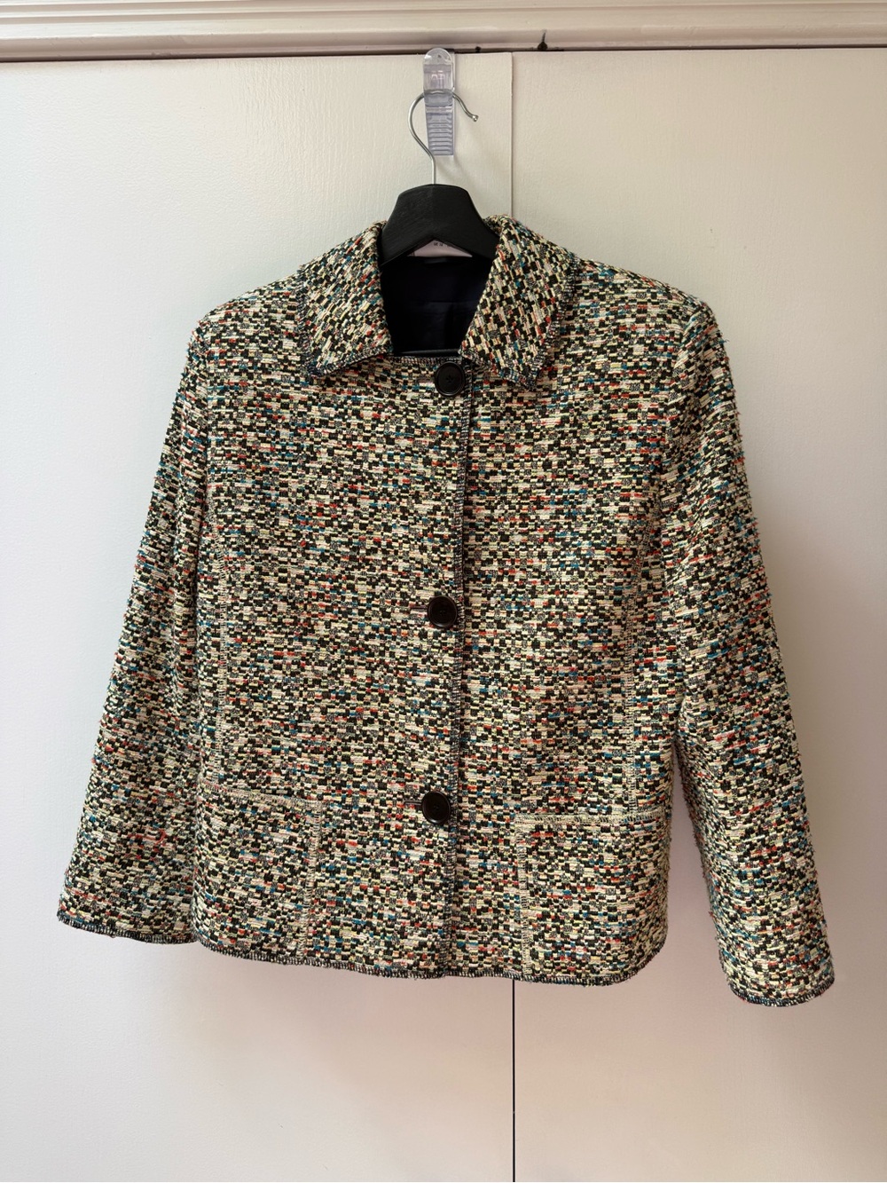 Akris Punto Multicolor Bouclé Tweed Jacket Size 10